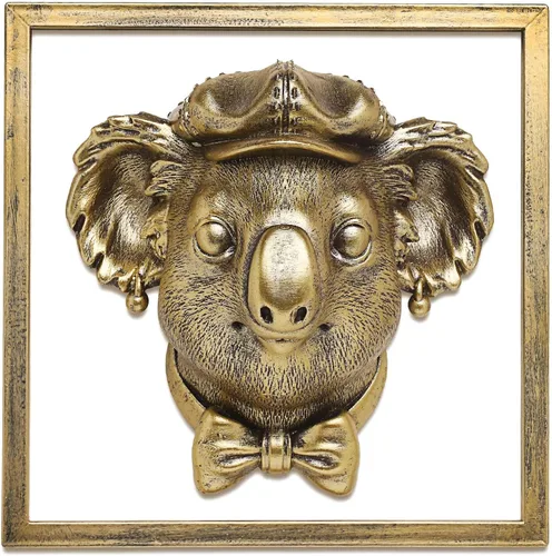 Vista 12 de Newinhome Paquete de 5 cabezas de animales para decoración de pared (marco de metal de regalo), esculturas de animales de resina, decoración