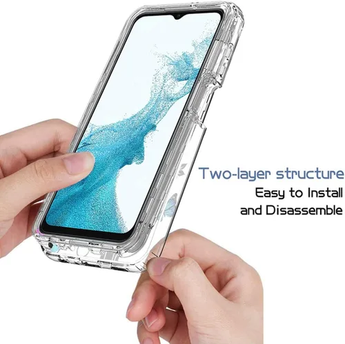 Vista 4 de Funda para Galaxy A23, SM-A235M con protector de pantalla de vidrio templado, diseño floral de cuerpo completo, carcasa rígida + TPU a prueba
