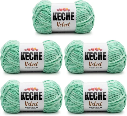 Vista 184 de Keche Hilo para ganchillo, hilo de terciopelo, chenilla suave, manta de bebé voluminosa amigurumi Yarn 3.53 oz (132 yardas) - Arona