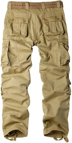 Vista 2 de AKARMY - Pantalones cargo informales para hombre, pantalones militares de camuflaje, pantalones de combate y trabajo con 8 bolsillos (sin cinturón)