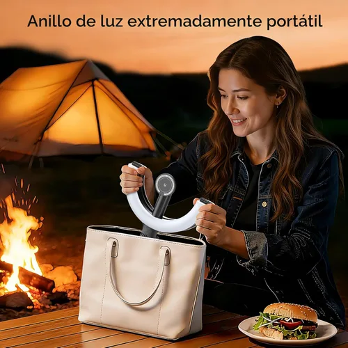 Vista 9 de Anillo de luz magnético de 10.2 pulgadas con trípode de 64 pulgadas para iPhone Mag Safe, anillo de luz recargable de 5000 mAh con soporte, trípode