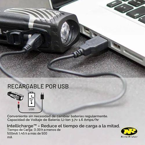 Vista 4 de NiteRider Lumina Micro 850 - Luz delantera para bicicleta, Sabre 80, luz trasera para bicicleta, paquete combinado - LED USB recargable faro