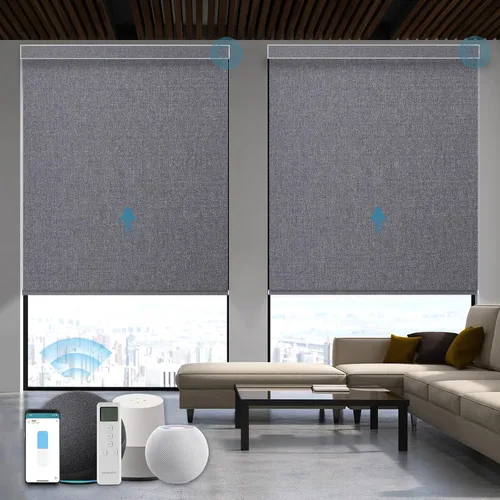 Vista 22 de Persiana Motorizada, Compatible con Homekit Thread-Enabled, Persianas Inteligentes 100% Opacas con Control Remoto, Persiana Enrollable Eléctrica