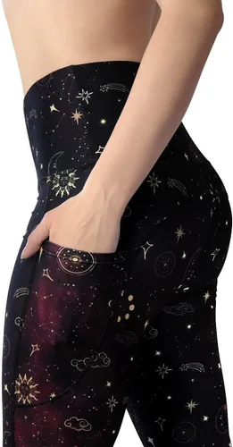 Vista 3 de Comfy Yoga Leggings de yoga estampados con bolsillos para mujer, pantalones de yoga de cintura alta, suaves y ligeros leggings de entrenamiento
