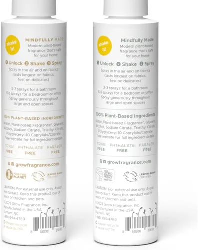 Vista 9 de Grow Fragrance Ambientador en Spray Perfumado para Telas y Habitaciones - Certificado No Tóxico, Aceites Esenciales 100% a Base de Plantas - 5 oz
