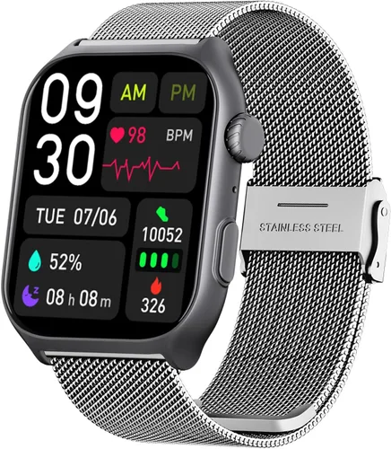 Vista 8 de YMS Reloj inteligente Android para mujer, llamada Bluetooth, compatible con Android e iOS, pantalla HD de 2.0 pulgadas, rastreador de frecuencia