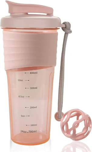 Vista 8 de Botella agitadora para mezclas de proteínas, 24 onzas, botellas mezcladoras de proteínas con bola batidora, botella mezcladora, botella