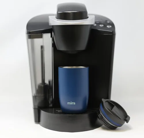 Vista 2 de MIRA Taza de café de viaje de 12 onzas - Vaso aislante de acero inoxidable con tapa de rosca - Azul almirante Azul (Admiral Blue)