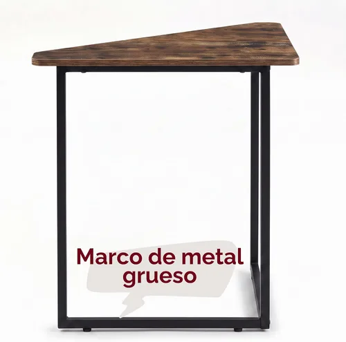 Vista 8 de VECELO - Escritorio de esquina, mesas de oficina para sala de estar para espacio pequeño, escritorio de computadora triangular con marco de acero