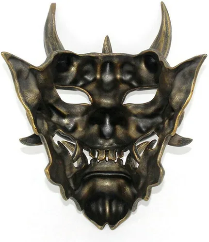 Vista 7 de AUSUKY Máscara de Prajna japonesa Hannya NOH Kabuki Devil Demon Oni Samurai Halloween Cosplay Máscaras rojo