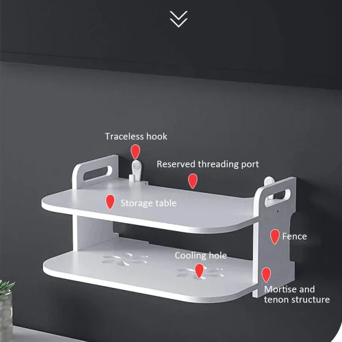 Vista 4 de Denpetec Estante flotante para componentes de TV, estante de caja de TV, reproductor de DVD grueso, estante para colgar en la pared, estante