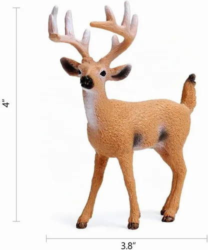 Vista 3 de RESTCLOUD Figuras de ciervo para decoración de pasteles, figuras de juguetes de ciervo, pequeños animales del bosque, juego de 3