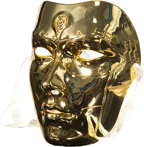 Vista 9 de Cyberpunk Poker Robot Mask for Teens & Adults (Ages 14+), White Mechanical Doll Mask with Playing Card Patterns plateado