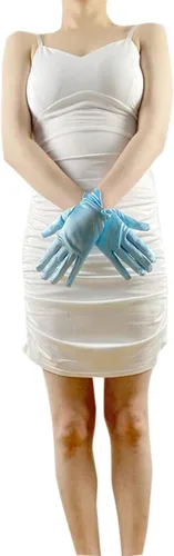Vista 38 de Vestido de novia de satén para mujer, fiesta de ópera, guantes de los años 20, guantes hasta la muñeca
