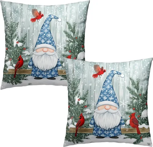 Vista 62 de Juego de 2 fundas de almohada patrióticas para exteriores, diseño de estrellas azules del 4 de julio, 16 x 16 pulgadas, fundas de almohada
