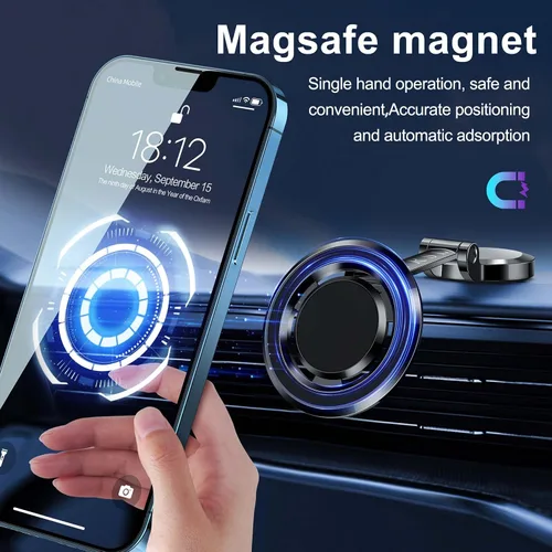 Vista 4 de Soporte plegable Magsafe para automóvil, soporte magnético para teléfono celular, soporte magnético para teléfono celular, soporte magnético