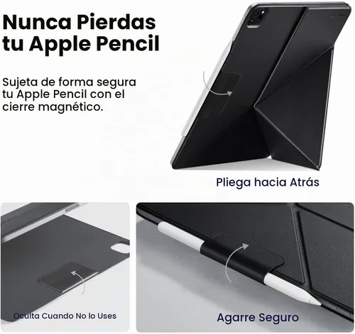 Vista 4 de PITAKA Funda para iPad Pro de 11 pulgadas, compatible con iPad Air M3/M2 de 11 pulgadas (4ª-7ª generación) y iPad Pro de 11 pulgadas Negro