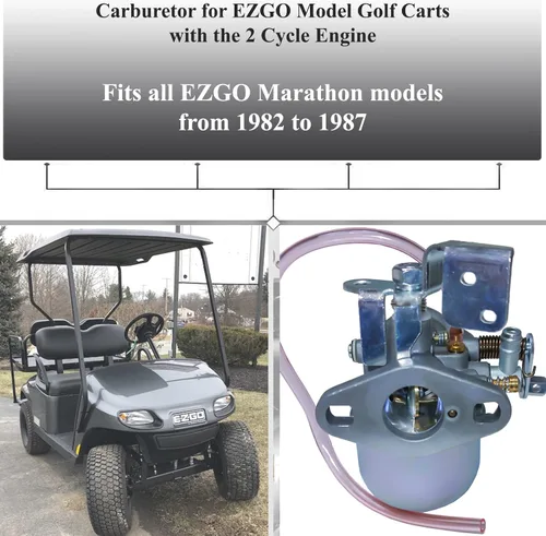Vista 3 de Carburador para Ez Go Marathon Golf Cart 1982-1987 2 Stroke Carb Motores EZGO Mini Bike Motor 1986 ezgo maratón partes