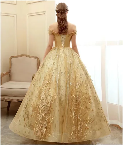 Vista 2 de Apliques de encaje vestido de fiesta de baile de graduación fuera del hombro largo quinceañera dulce 15 16 vestido de fiesta