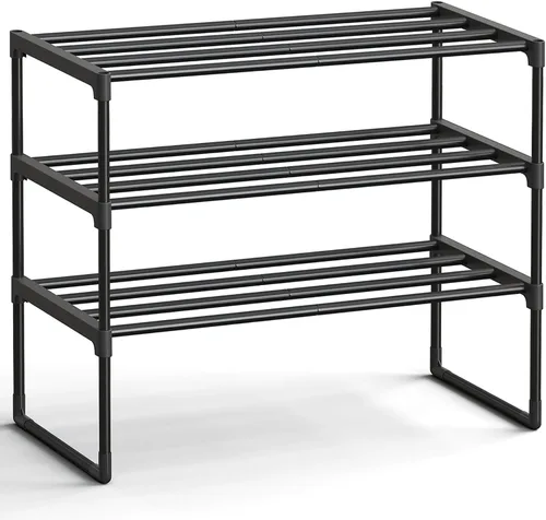 Vista 19 de SONGMICS Zapatero, Organizador de Zapatos de 2 Niveles, Estante de Almacenamiento de Metal, Vertical o Invertido, para 3-6 Pares, Apilable