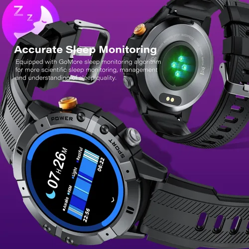 Vista 7 de Relojes inteligentes militares para hombres, llamadas Bluetooth, rastreador de actividad impermeable de 1 ATM con algoritmo GoMore, frecuencia