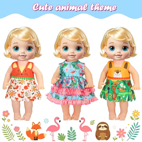 Vista 4 de ebuddy 10 juegos de ropa de muñeca de bebé viva, ropa y accesorios para muñecas de 10 pulgadas, muñecas de bebé de 12 pulgadas