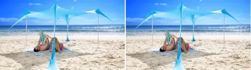 Vista 10 de SUN NINJA Tienda de campaña de playa, refugio solar, toldo de sombra de Verde