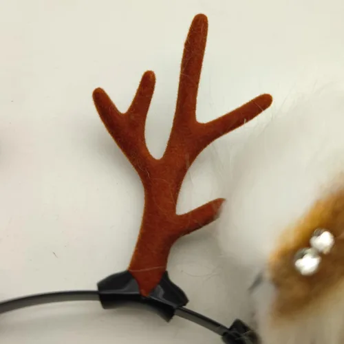 Vista 4 de Faylay Encantadora diadema de reno peludo, accesorios para el cabello de ciervo