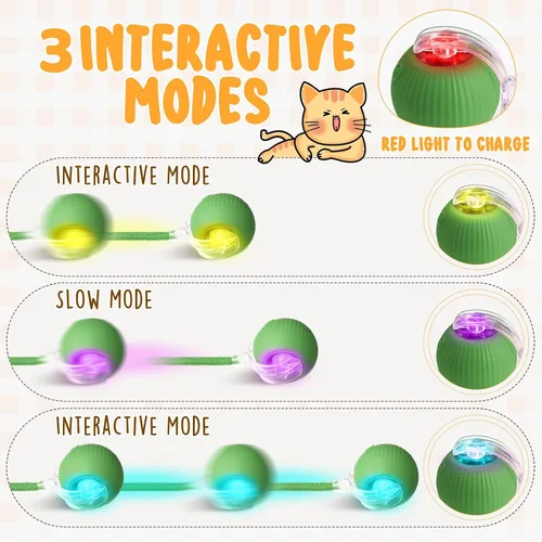 Vista 3 de WinnerWhy Paquete de 6 bolas interactivas para gatos de 360° automáticas, nuevas bolas interactivas recargables regalos para amantes de los gatos