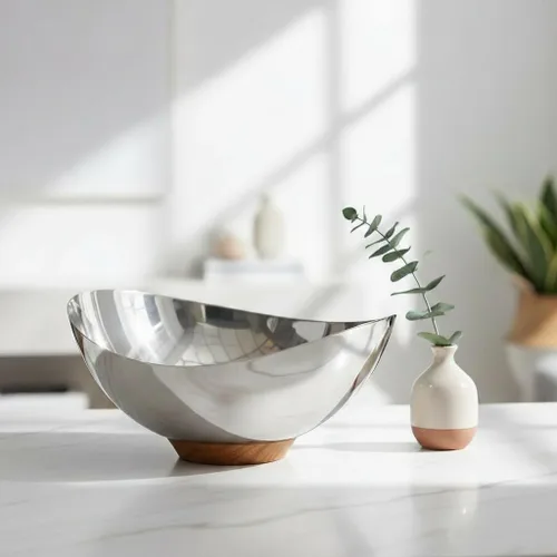 Vista 5 de Nambe Pulse Collection - Cuenco de frutos secos Cuenco para servir aperitivos para cacahuetes, pistachos, cerezas Edamame, frutas, dulces