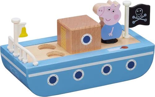 Vista 4 de Peppa Pig Grandpa Pigs - Barco de madera, juguete de madera sostenible certificado FSC, juguete preescolar, juego imaginativo, regalo para niños