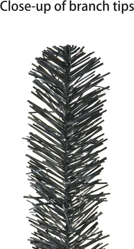 Vista 6 de Árbol de oropel negro preiluminado de 4.5 pies, 160 puntas, 70 luces incandescentes transparentes UL