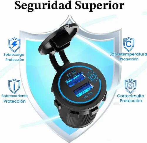 Vista 4 de Paquete de 2 tomas de carga rápida 3.0 de carga rápida de 36 W, 12 V/24 V, doble USB de carga rápida 3.0, adaptador de encendedor de cigarrillos
