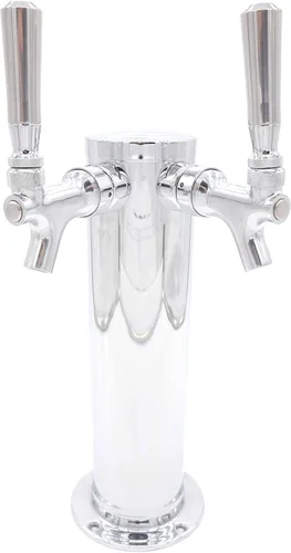 Vista 5 de K&B - Torre Kegerator de cerveza de doble grifo de 3 pulgadas, personalizable (1 grifo nitro robusto y 1 grifo cromado, mango cromado resistente)