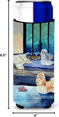 Vista 7 de Caroline's Treasures 7082MUK Shih Tzu Double Trouble Ultra Hugger para latas delgadas para latas delgadas, funda para enfriar, lavable a máquina