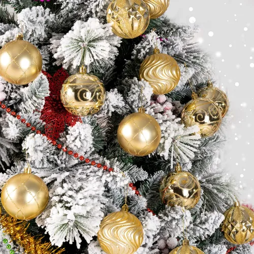 Vista 5 de Juego de adornos de bola de Navidad dorados de 3.15 pulgadas, 16 piezas de adornos dorados para árbol de Navidad, bolas colgantes grandes