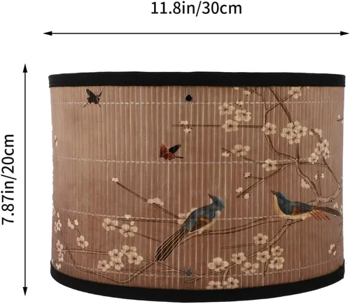 Vista 2 de Uonlytech Pantalla de bambú de 11.81 x 11.81 x 7.87 pulgadas, estilo chino, lámpara colgante para luces de techo, sala de estar, dormitorio