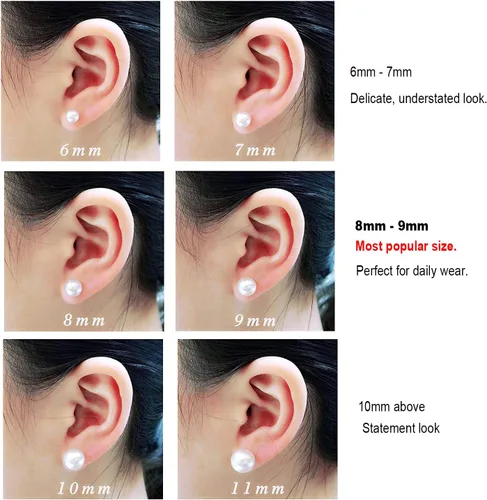 Vista 4 de JORA Aretes redondos de oro de 14 quilates con perlas cultivadas de agua dulce blanca para mujer, calidad AAAA