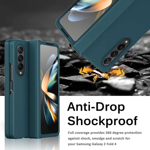 Vista 5 de Miimall Funda compatible con Samsung Galaxy Z Fold 4 2022 con bisagra plegable, ultrafina, ligera, anticaídas, cobertura completa, protector