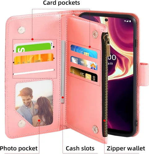 Vista 2 de Asuwish Funda para teléfono Boost Mobile Celero 5G Plus de 7 pulgadas 2023 con protector de pantalla de vidrio templado y soporte de tarjeta
