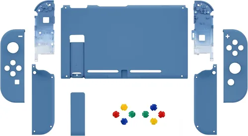Vista 2 de eXtremeRate Soft Touch Grip Backplate for Nintendo Switch Console, NS Joycon Handheld Controller Housing with Colorful Buttons, DIY Replacement
