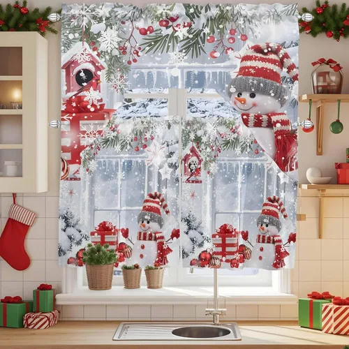 Vista 17 de Cortinas de Gnomos de San Valentín con Cenefa para Cocina, Cortinas con Bolsillo para Barra para Dormitorio, Sala de Estar, Baño, Cafetería, Negro