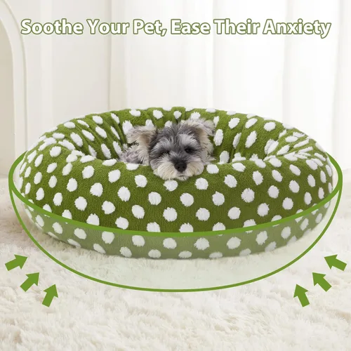 Vista 7 de BFPETHOME Camas de perro en forma de dona para perros pequeños, camas redondas para gatos de interior, cama relajante para cachorros y gatitos