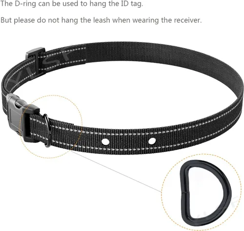 Vista 5 de Correa de nailon para perro con 2 agujeros para entrenamiento de valla electrónica, receptores de collar de ladrido, correa de repuesto de 3/4