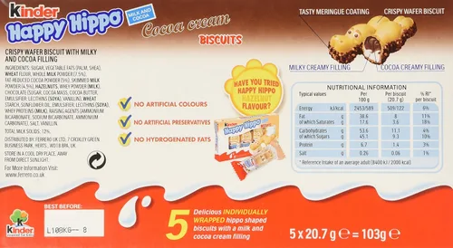Vista 2 de Kinder Happy Hippo - Cacao, estuche, 10 x (0.73 oz x 5) por Ferrero