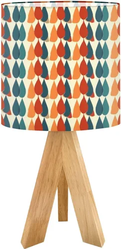 Vista 14 de Tripod Table Lamp Boho Vintage Flower Shape Stripe Circles Curved Lines Bedside Lamps Small Lamp Nightstand Lamp with Linen Lampshade Table Lamps
