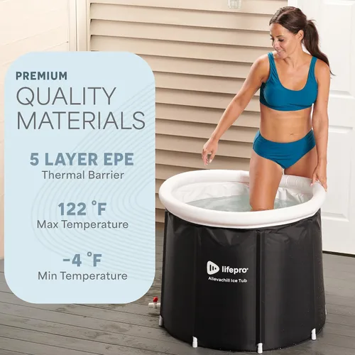 Vista 6 de Lifepro - Bañera de hielo portátil con tapa y bolsa de almacenamiento, ligera, duradera para sesiones de terapia en el hogar, bañera de hielo