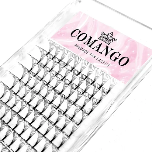 Vista 27 de Extensiones de pestañas de volumen prefabricadas 10D, 0.003 in de grosor, rizo C/D, 0.472 in, tallo corto, extensiones de pestañas de volumen