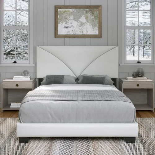 Vista 5 de Boyd Sleep Cornerstone - Base de cama de plataforma plateada con cabecera tapizada de tela, tamaño individual, requiere somier calificado o base