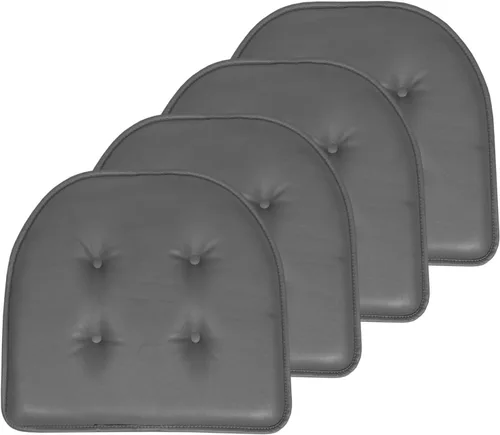Vista 147 de Sweet Home Collection - Cojín de asiento de espuma viscoelástica y respaldo de caucho antideslizante con capitoné para silla, cojín en U, 17x16 Gris